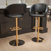 Flash Furniture 2PK Black Vinyl Adjustable Height Barstool 2-CH-122070-BK-G-GG